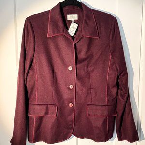 NewWT Stylish Bedtime Neiman Marcus Womens Blazer Jacket Size 12 Burgundy Red